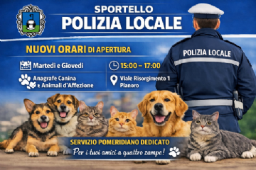 Ampliati gli orari di apertura al pubblico della Polizia Locale di Pianoro